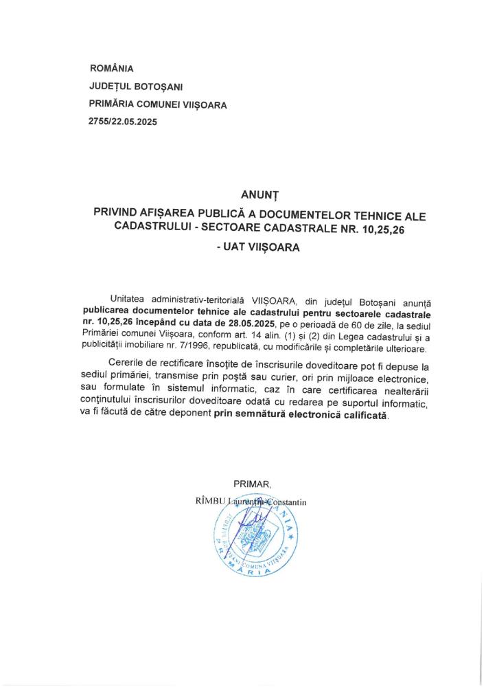anunț afișare publică