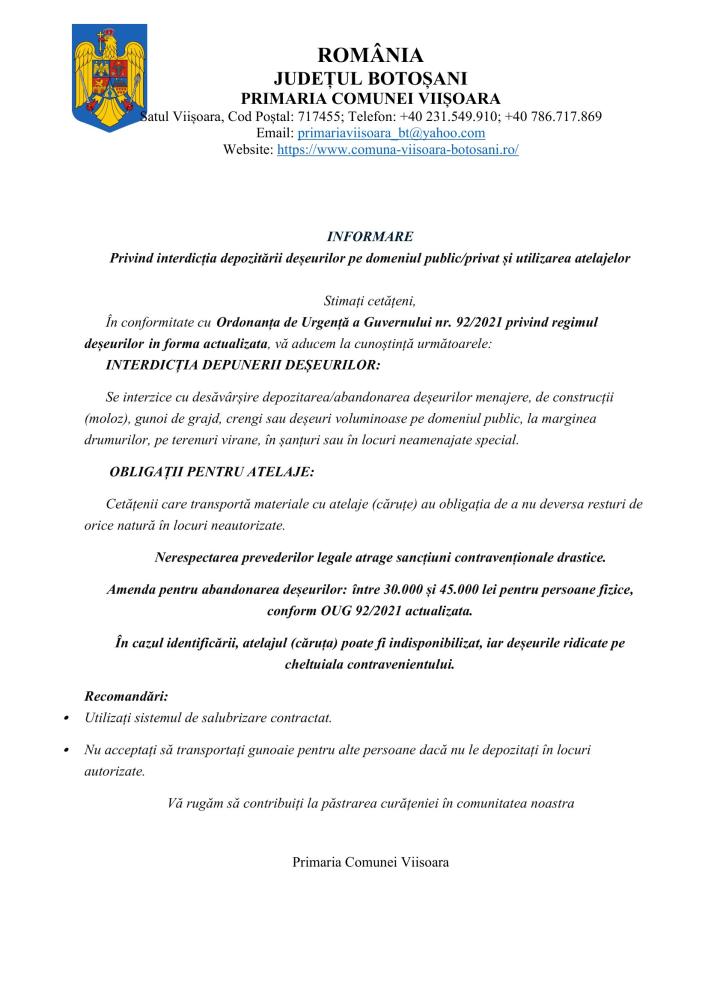 informare depozitare deșeuri
